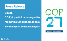 Egypt: COP27 participants urged to recognize Sinai population’s environmental and human rights